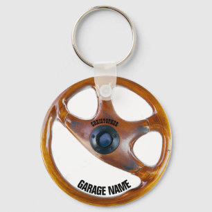 Vintage Steering Wheel Garage Owner Keychain