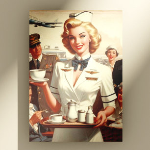 Vintage steward pin up postcard