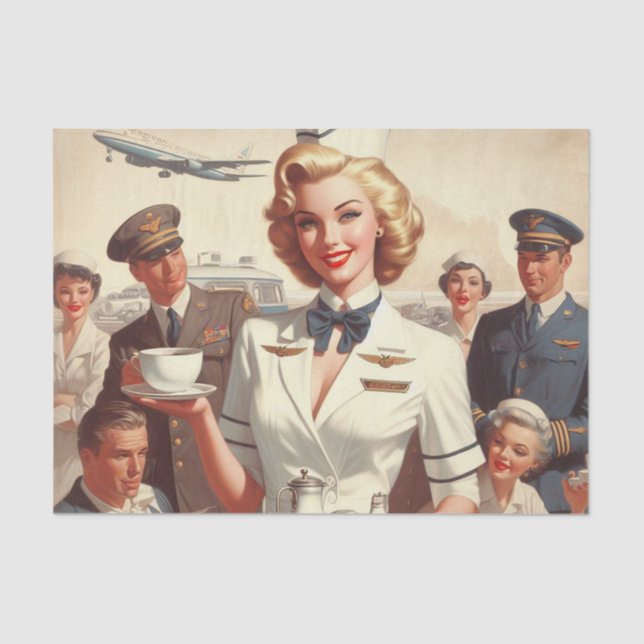 Vintage steward pin up tissue paper (Front)