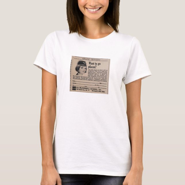 Vintage Stewardess Airline Career T-Shirt (Front)