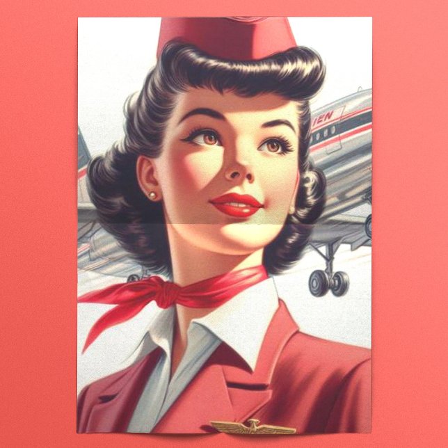 Vintage Stewardess Illustration Tissue Paper (Creator Uploaded)