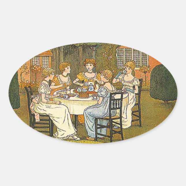 Vintage Sticker Afternoon Garden Tea Party Sticker (Front)