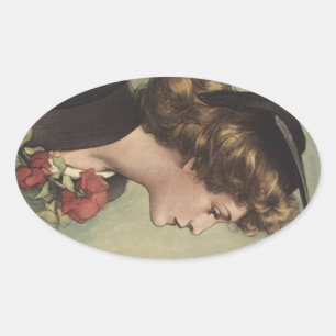 Vintage Sticker Graduation Cap Gown Womans Profile