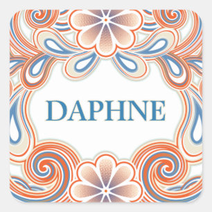 Vintage sticker with custom name and flowers