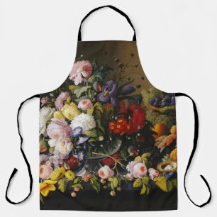 Vintage Still Life Flowers and Fruits Apron