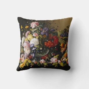 Vintage Still Life Flowers and Fruits Cushion
