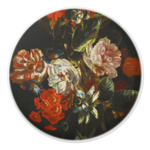 Vintage Still Life with Flowers Ceramic Knob