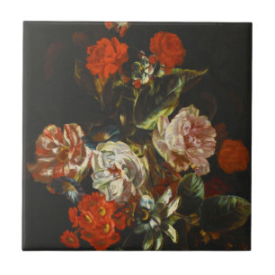 Vintage Still Life with Flowers Ceramic Tile