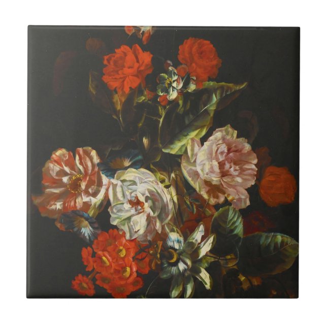 Vintage Still Life with Flowers Ceramic Tile (Front)