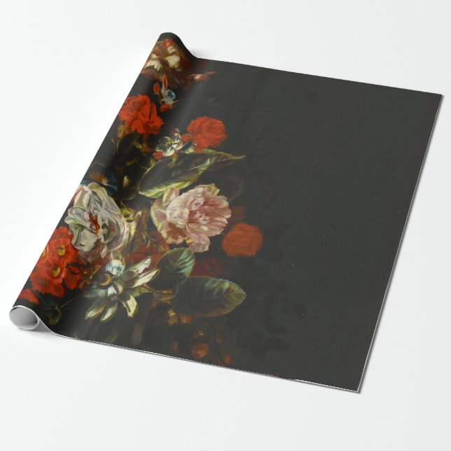 Vintage Still Life with Flowers Wrapping Paper (Unrolled)