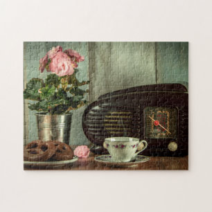 Vintage Still Life with Retro Radio Jigsaw Puzzle