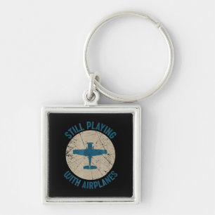 Vintage Still Playing With Aeroplanes Pilot Gift Key Ring