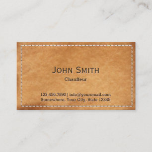 Vintage Stitched Leather Chauffeur Business Card