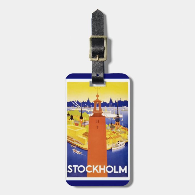 Vintage Stockholm Luggage Tag (Front Vertical)