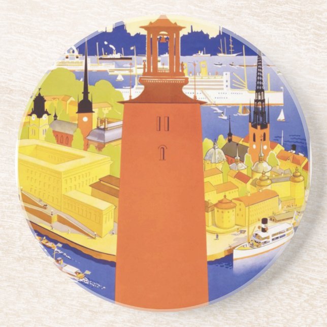 Vintage Stockholm Sweden Coaster (Front)