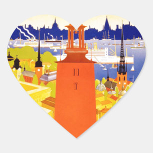 Vintage Stockholm Sweden Heart Sticker