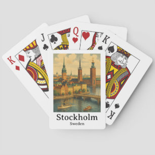Vintage Stockholm Sweden Nordic Travel  Playing Cards
