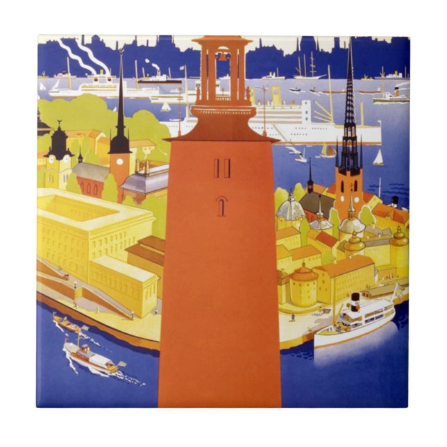 Vintage Stockholm Sweden Tile (Front)