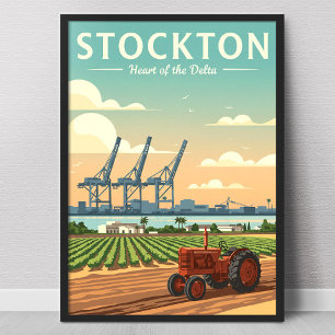 Vintage Stockton California Poster