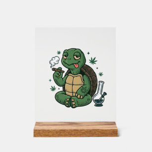 Vintage Stoner Turtle Vector Shirt Design_1 Acrylic Sign
