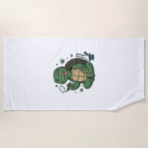 Vintage Stoner Turtle Vector Shirt Design_1 Beach Towel