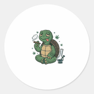 Vintage Stoner Turtle Vector Shirt Design_1 Classic Round Sticker