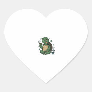 Vintage Stoner Turtle Vector Shirt Design_1 Heart Sticker