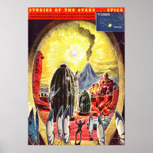 Vintage Stories of the Stars Science Fiction Alien Poster