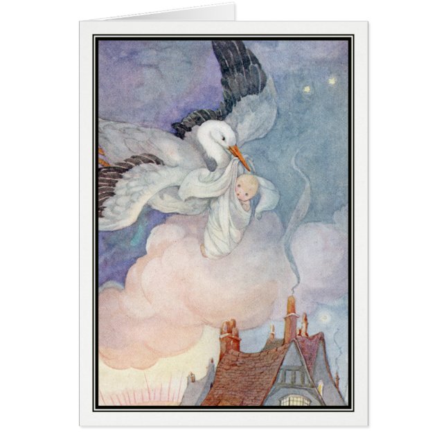 Vintage Stork Baby Delivery by Anne Anderson (Front)