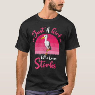 Vintage Stork Bird Just A Girl Who Loves Storks T-Shirt