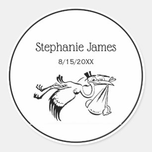 Vintage Stork Delivering a Baby #1 Classic Round Sticker
