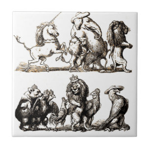 Vintage Storybook Animal Parade: Nursery Wall Art  Ceramic Tile
