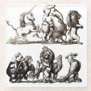 Vintage Storybook Animal Parade: Nursery Wall Art Glass Coaster