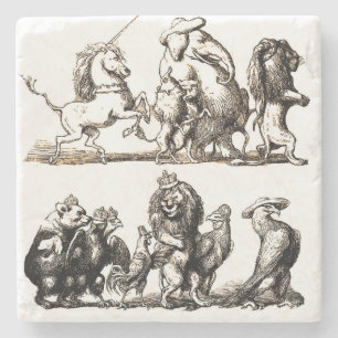 Vintage Storybook Animal Parade: Nursery Wall Art Stone Coaster