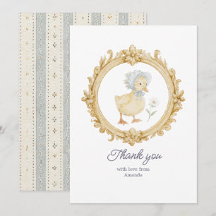 Vintage Storybook Cottagecore Duckling Baby Shower Thank You Card