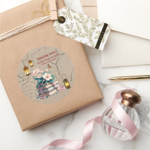 Vintage Storybook Floral Baby Shower Classic Round Sticker