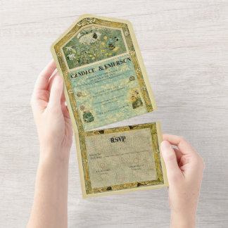 Vintage Storybook Forest All in One Wedding Invite