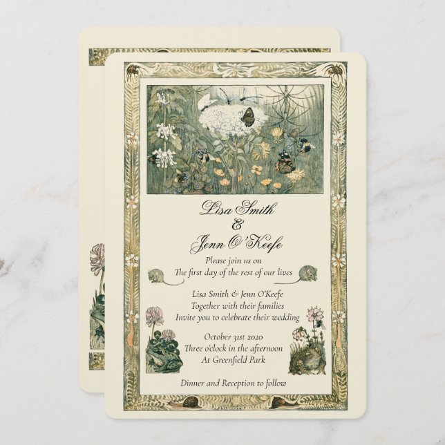 Vintage Storybook Forest Wedding Invitation (Front/Back)