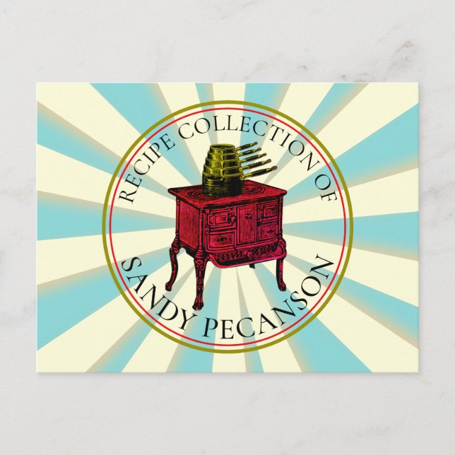 Vintage stove cooking personalised recipe card (Front)