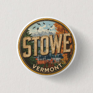 Vintage Stowe, VT outdoor winter trails ski slops 3 Cm Round Badge