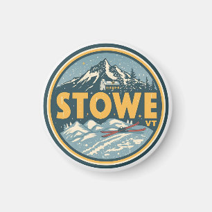 Vintage Stowe, VT outdoor winter trails ski slops  Magnet