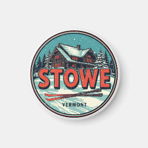 Vintage Stowe, VT outdoor winter trails ski slops Magnet