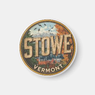 Vintage Stowe, VT outdoor winter trails ski slops Magnet