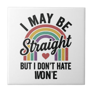 Vintage Straight But Kind Rainbow Pride Shirt_1 Ceramic Tile