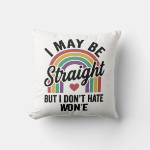 Vintage Straight But Kind Rainbow Pride Shirt_1 Cushion