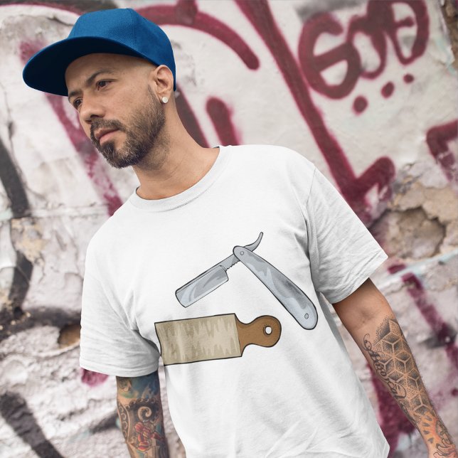 Vintage Straight Razor and Strop Barber Shop  T-Shirt (Creator Uploaded)