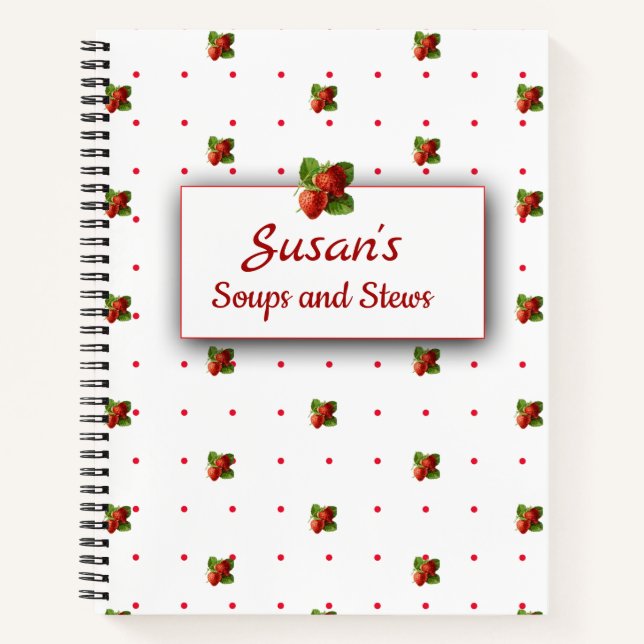 Vintage Strawberries and Dots Spiral Notebook (Front)