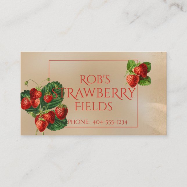 Vintage Strawberries Business Card (Front)