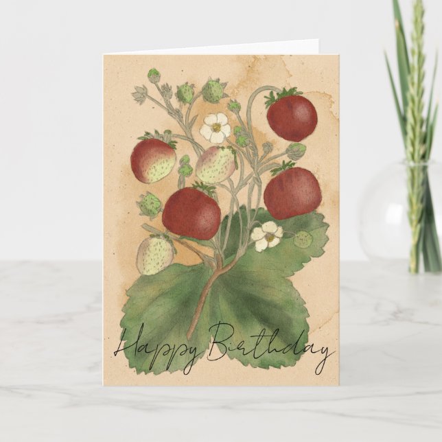 Vintage Strawberries  Card (Front)