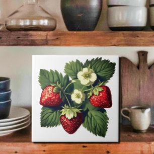 Vintage Strawberries  Ceramic Tile